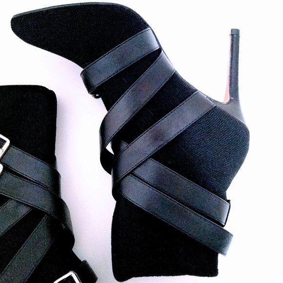 HP🌟 CATHERINE MALANDRINO POINTED STILETTO STRAP BOOTS SIZE 7.5 - Picture 5 of 13